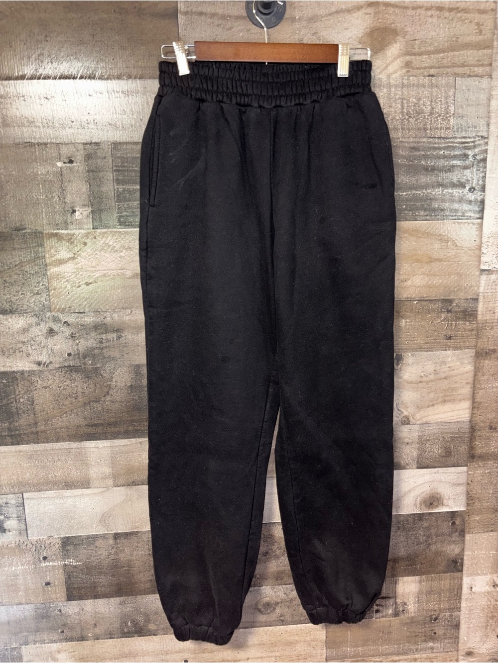 Comfrt Women’s Black Heavyweight Elastic-Waist SweatPants Small